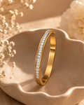 Elegant Gold-Toned Baguette CZ Crystal Bangle for Women | Slim Luxury Bracelet