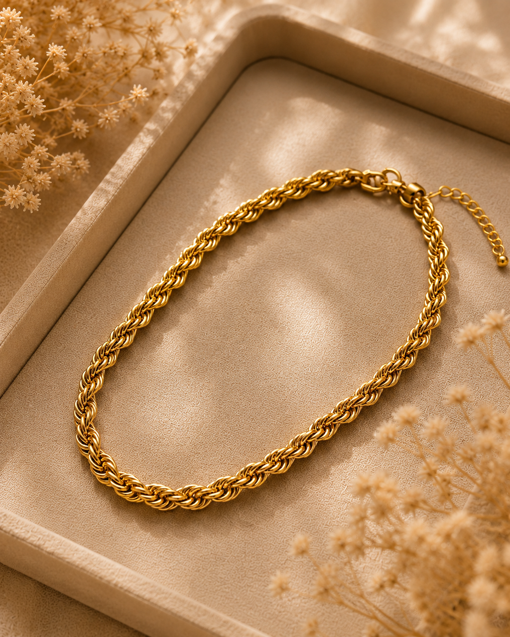 Classic Gold Rope Chain Necklace for Women | Twisted Chain Necklace