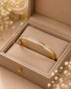 Elegant Gold-Toned Baguette CZ Crystal Bangle for Women | Slim Luxury Bracelet