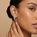 Gold Crystal Bar Hoop Earrings for Women