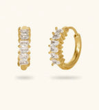 Gold Crystal Bar Hoop Earrings for Women