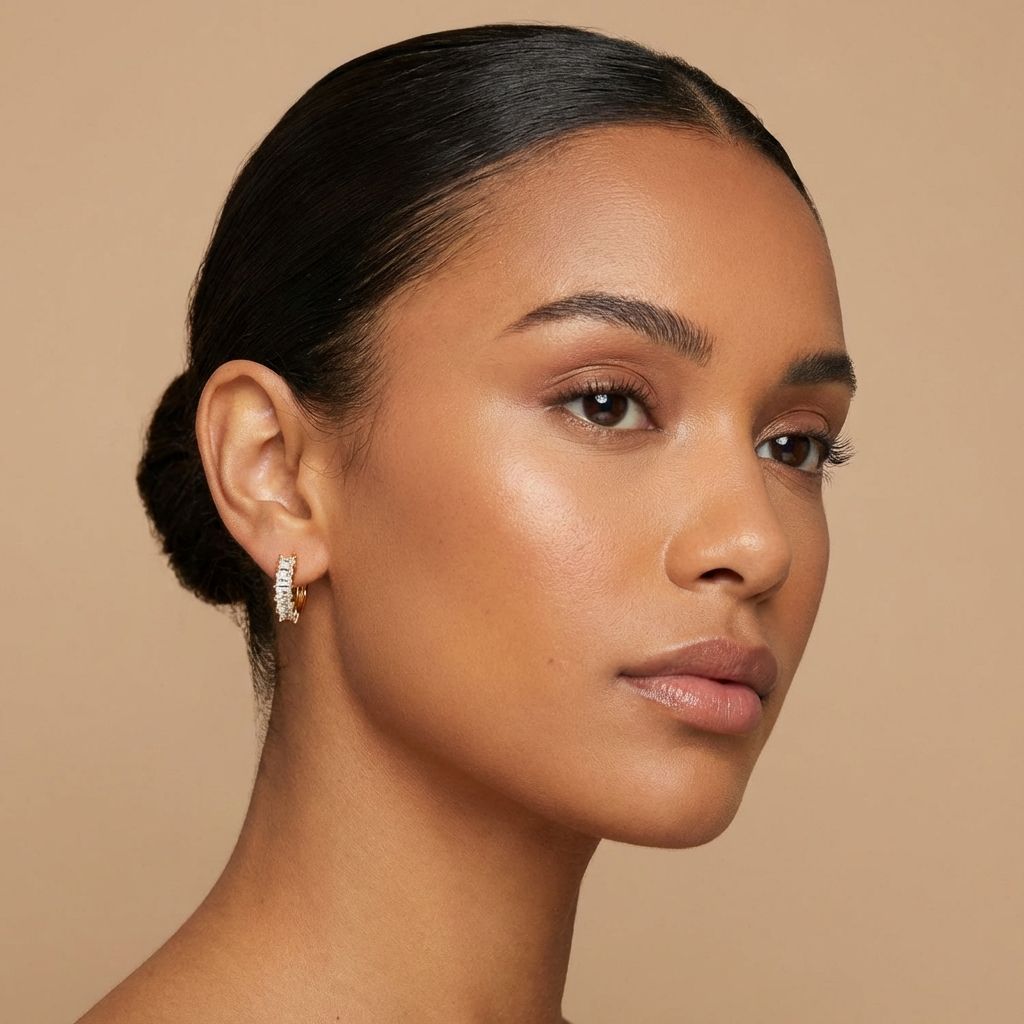 Gold Crystal Bar Hoop Earrings for Women