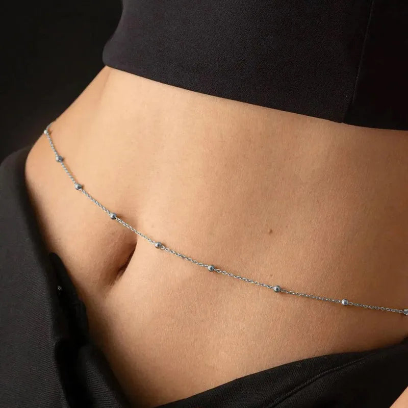 Adya Beaded Silver-Tone Waist Chain
