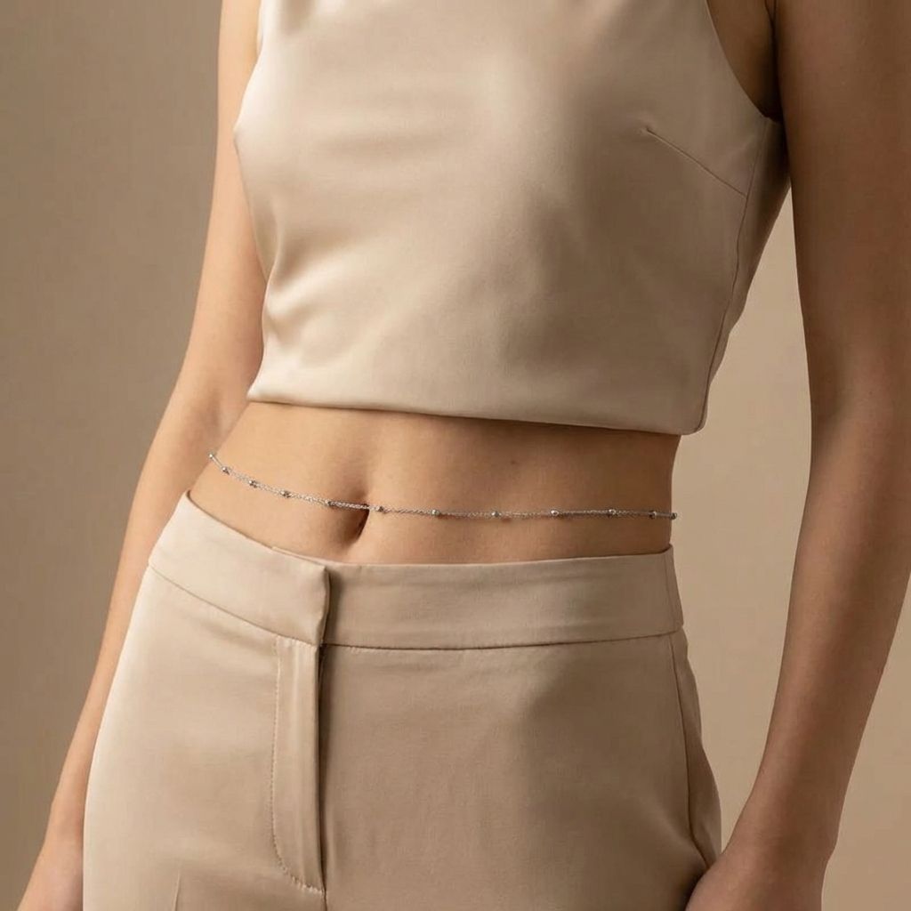 Adya Beaded Silver-Tone Waist Chain