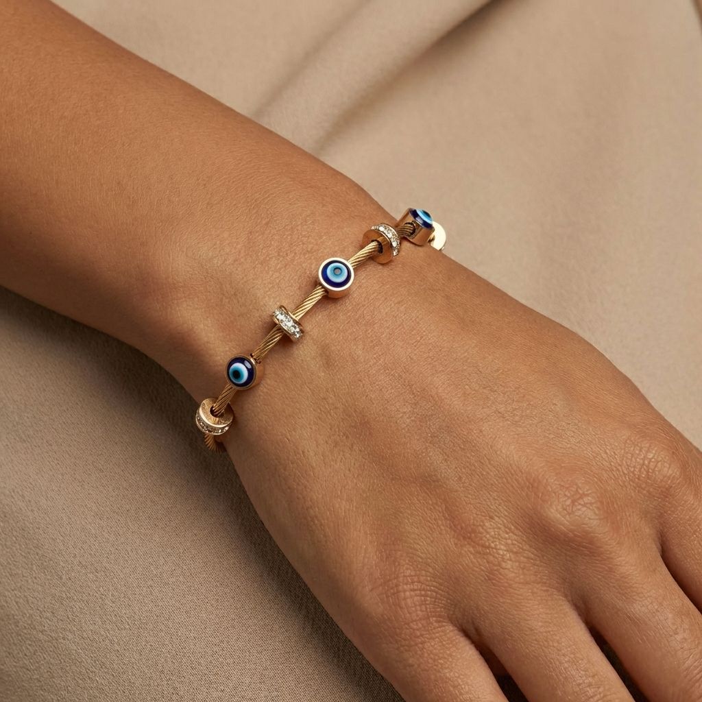 Adya Evil Eye Twisted Wire Bracelet