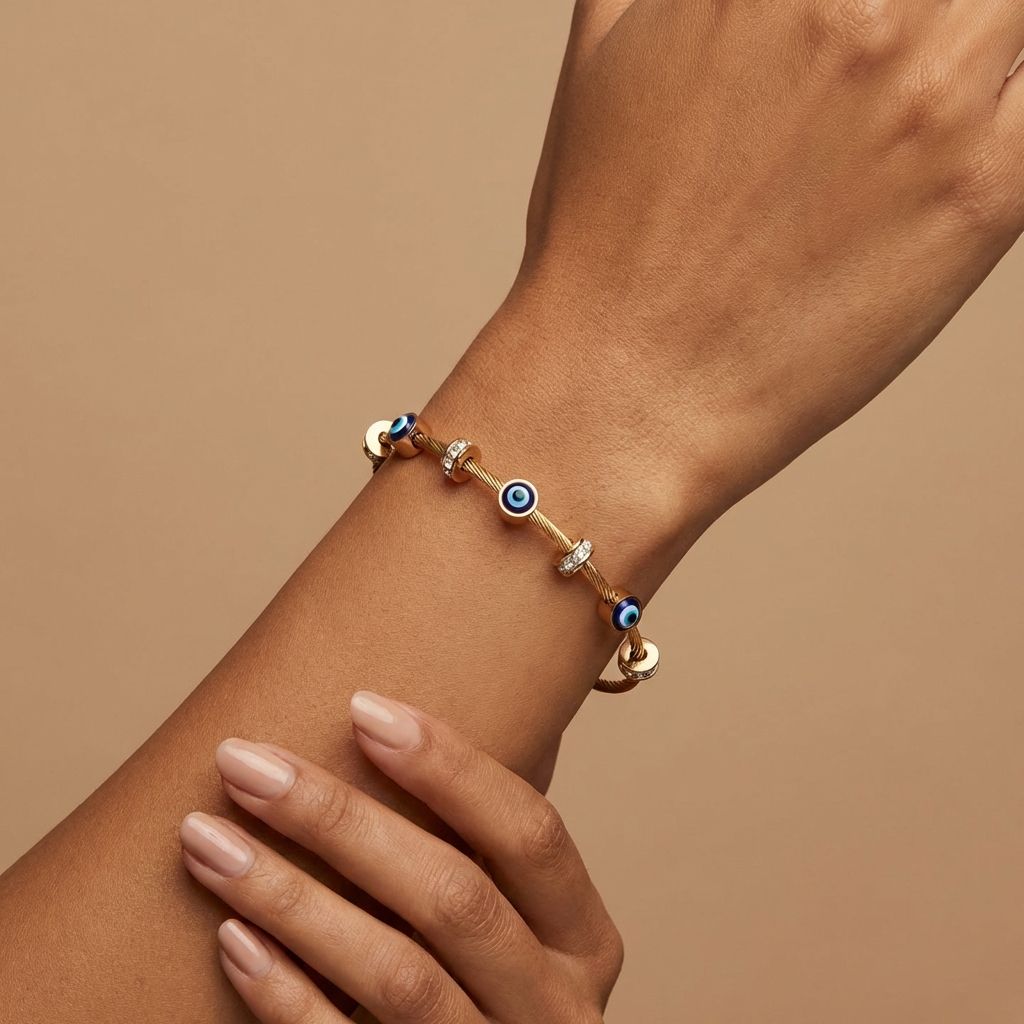 Adya Evil Eye Twisted Wire Bracelet
