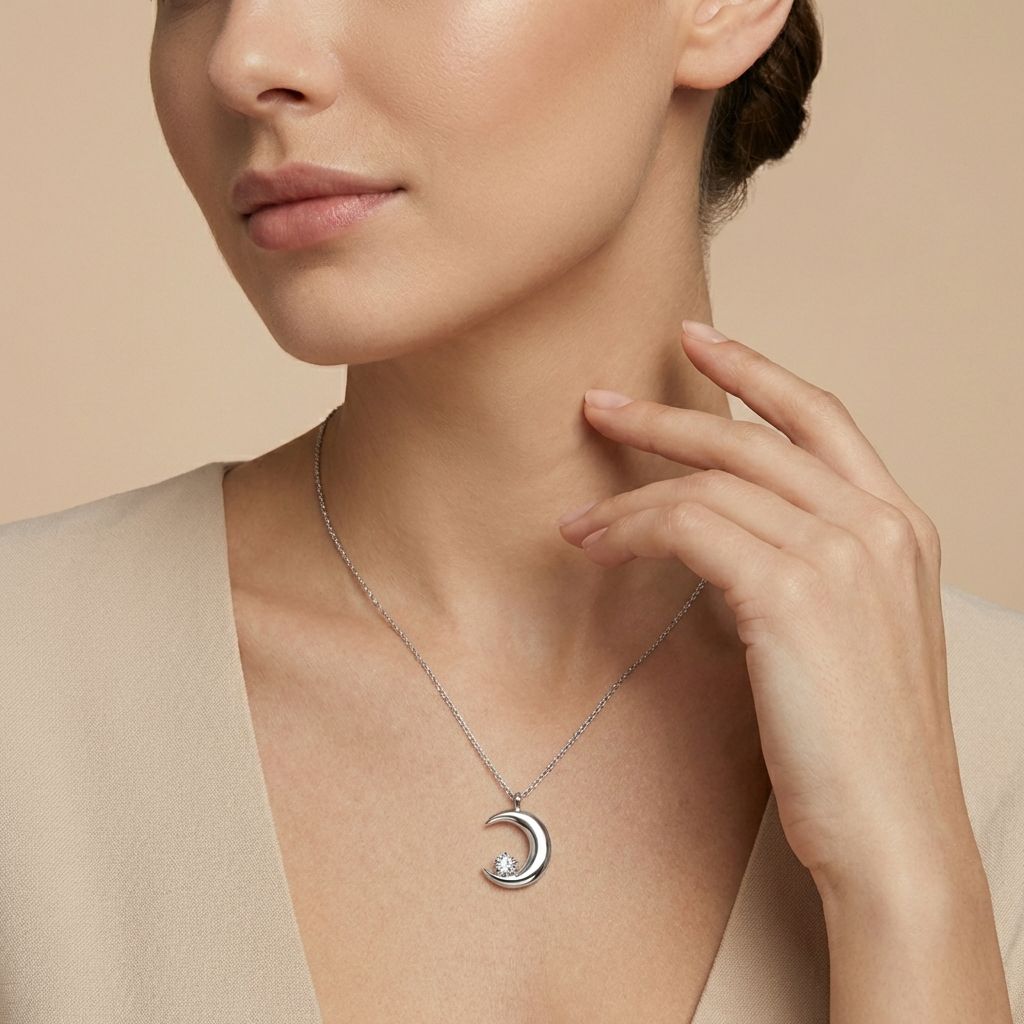 Adya Crescent Moon Stone Necklace