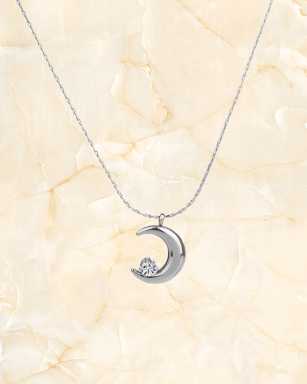 Adya Crescent Moon Stone Necklace