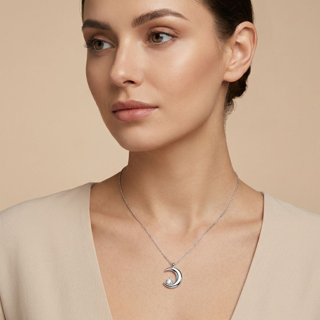 Adya Crescent Moon Stone Necklace