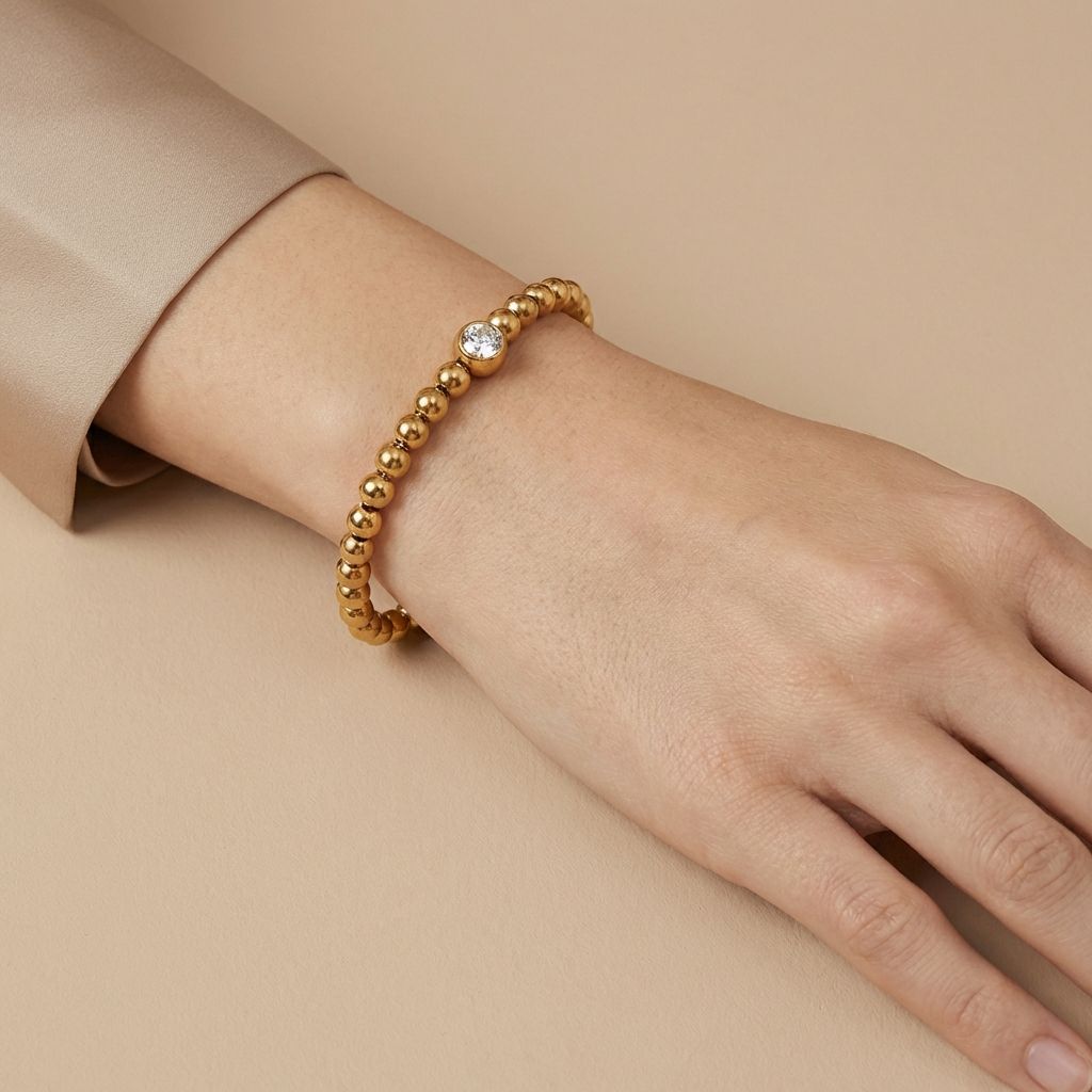 Adya Gold Beaded Crystal Bracelet