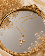 Sparkling Gold Cross Pendant for Women | Cubic Zirconia Cross Pendant with Chain