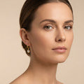 Gold Crystal Round Drop Hoop Earrings for Women