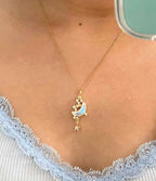 Celestial Crescent Moon & Stars Pendant Necklace