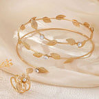 Elegant Leaf & Crystal Multi-Layer Bracelet