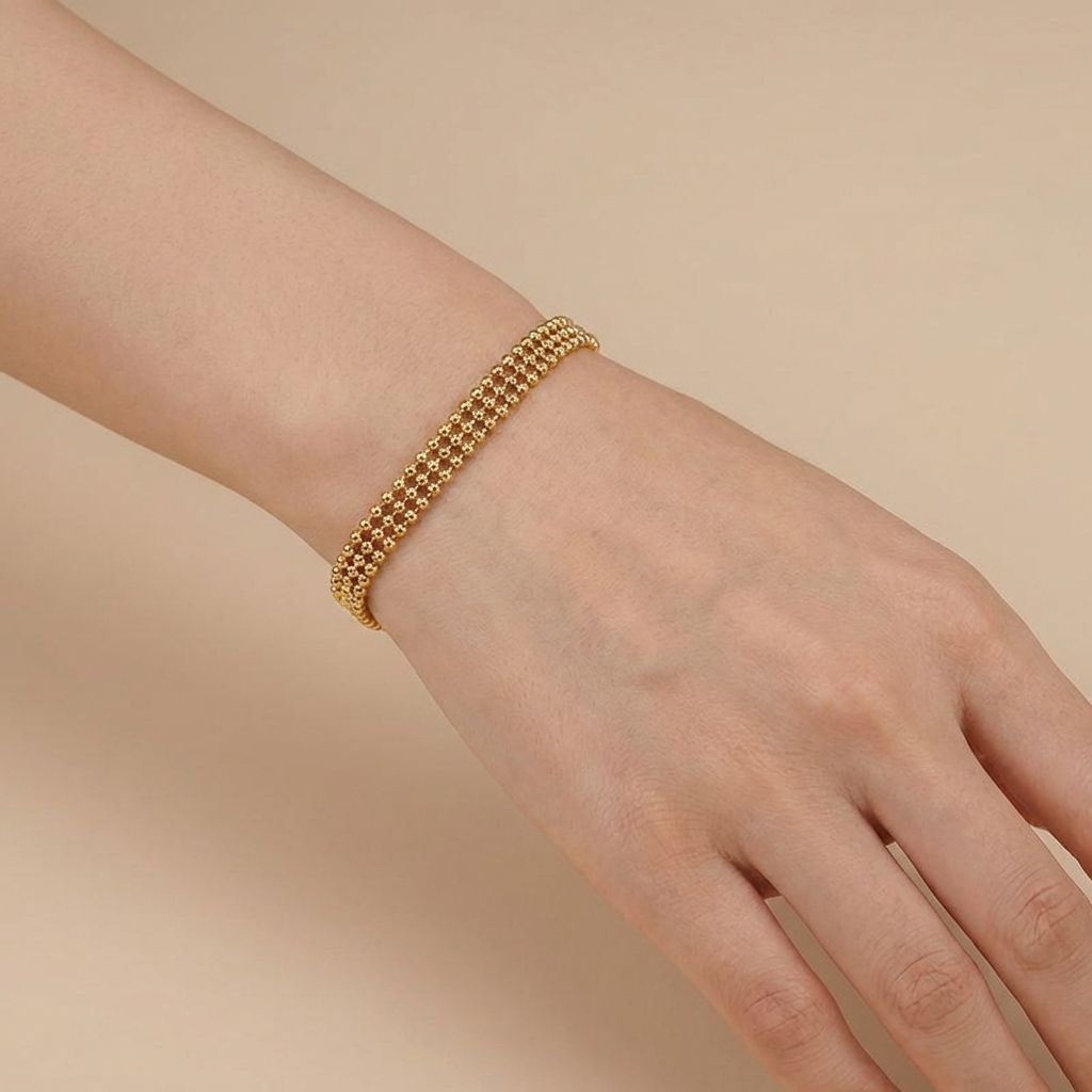 Triple-Row Gold Beaded Bracelet