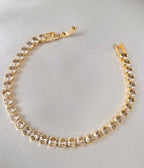 Gold-Tone Round Stone Tennis Bracelet