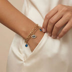Blue Evil Eye Layered Gold-Tone Bracelet