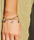 Blue Evil Eye Layered Gold-Tone Bracelet