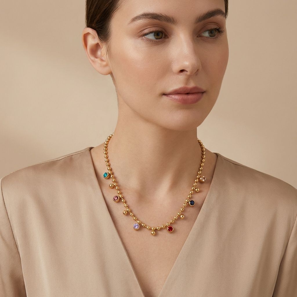 Multicolor Beaded Charm Necklace