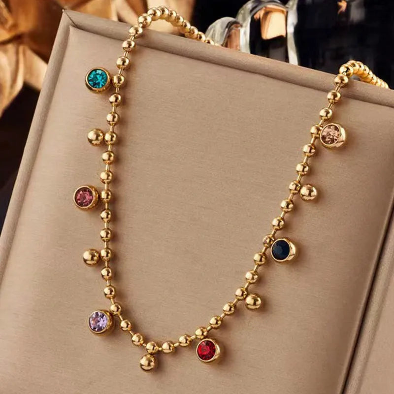 Multicolor Beaded Charm Necklace