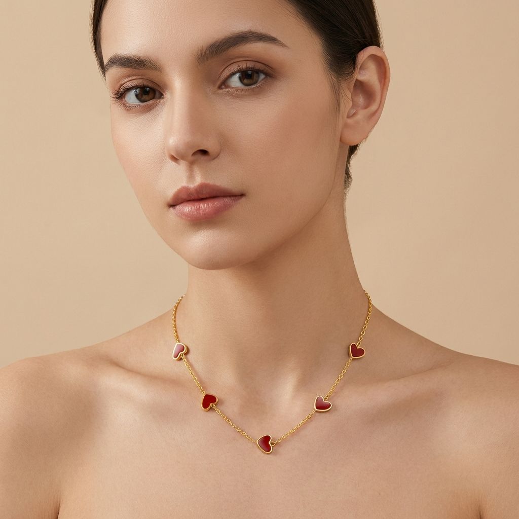Heart Charm Gold-Tone Chain Necklace