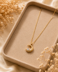 Gold-Toned Crescent Moon Solitaire Pendant Necklace for Women | Minimal Celestial Necklace