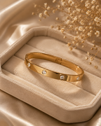 Minimal Gold-Toned Crystal Studded Bangle for Women | Elegant Slim Bracelet