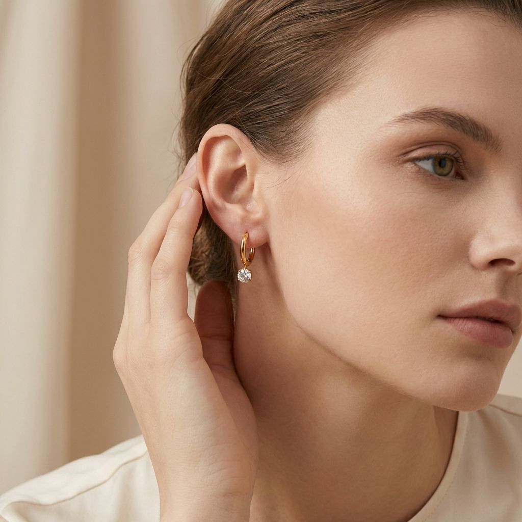 Gold Crystal Hoop Earrings for Women
