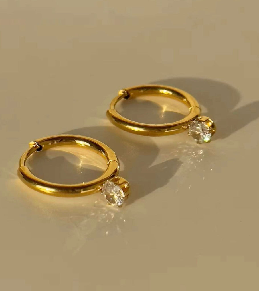 Gold Crystal Hoop Earrings for Women