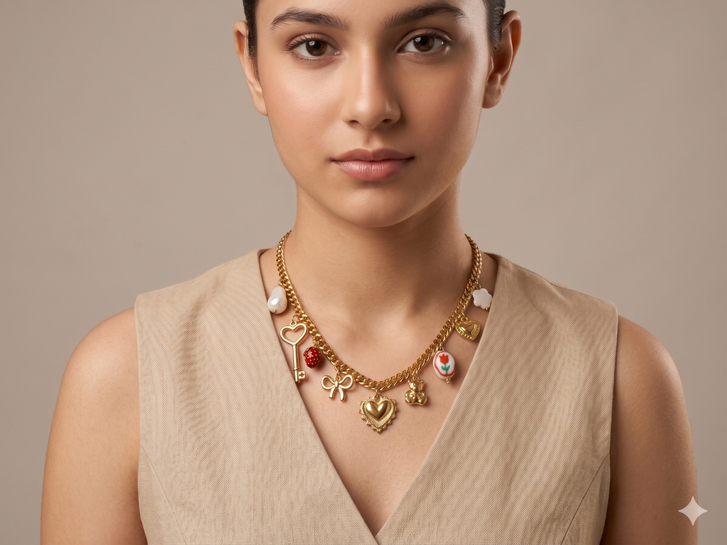 Heart & Charm Statement Chain Necklace