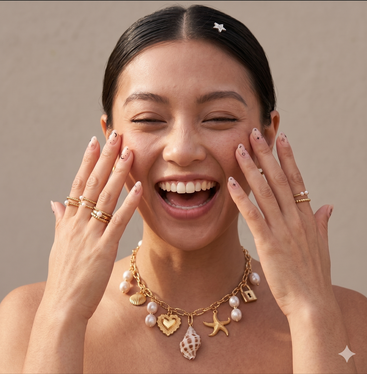 Pearl & Seashell Charm Statement Necklace