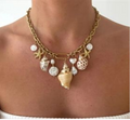 Pearl & Seashell Charm Statement Necklace
