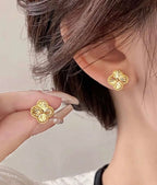 Floral Fan Gold-Tone Stud Earrings