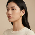 Floral Fan Gold-Tone Stud Earrings