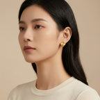 Floral Fan Gold-Tone Stud Earrings