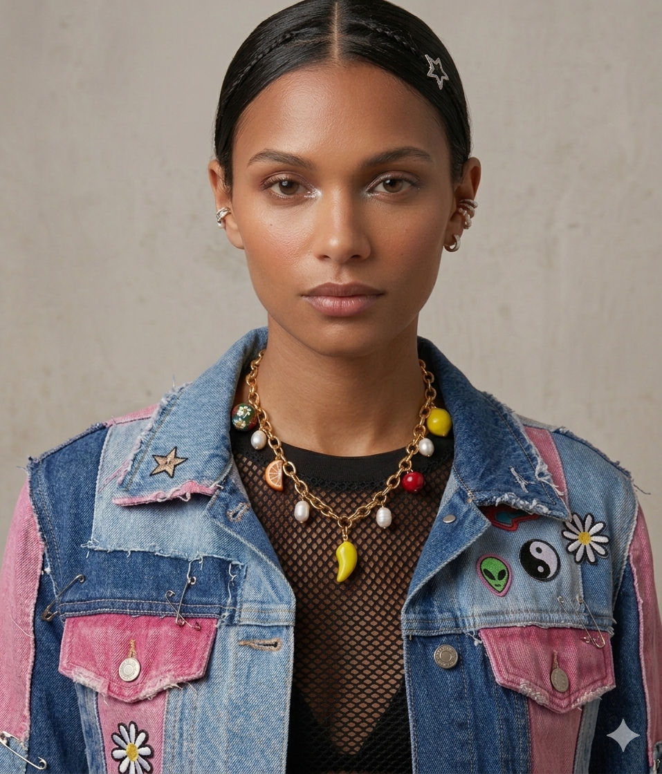 Colorful Pearl & Fruit Charm Necklace