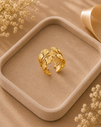 Adya Ginkgo Bloom Gold-Plated Adjustable Ring for Women