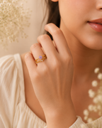Adya Lavender Blossom Gold-Plated Adjustable Ring for Women