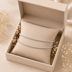 Elegant Silver Crystal Tennis Anklet for Women | Adjustable CZ Stone Anklet Pair
