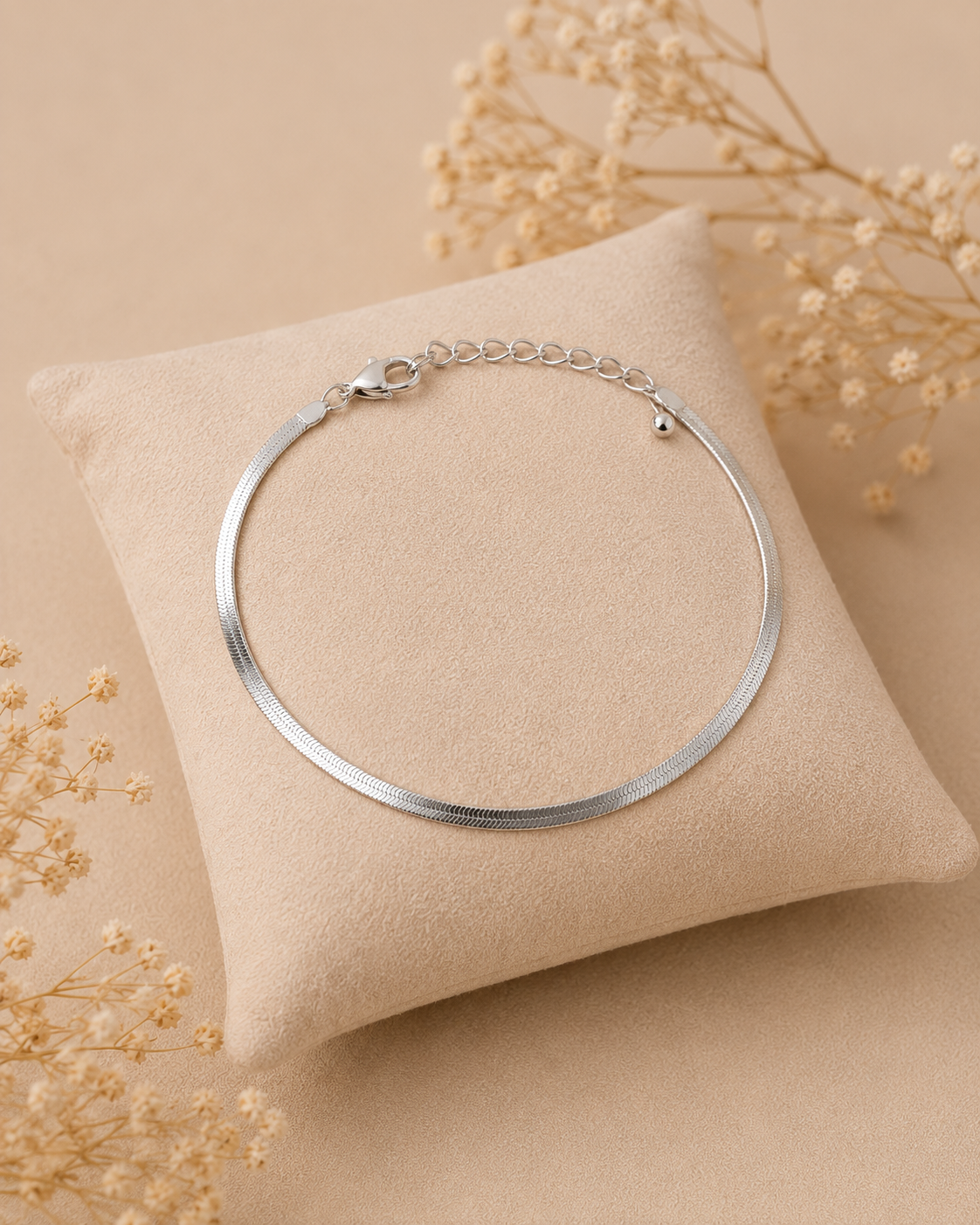 Minimalist Silver Snake Chain Anklet for Women | Adjustable Sleek Anklet