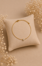 Minimalist Gold Solitaire Charm Anklet for Women | Adjustable Delicate Chain Anklet