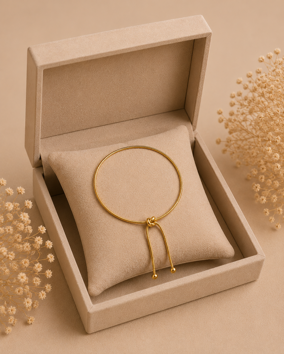 Elegant Gold Adjustable Slider Anklet for Women | Minimalist Knot Chain Anklet
