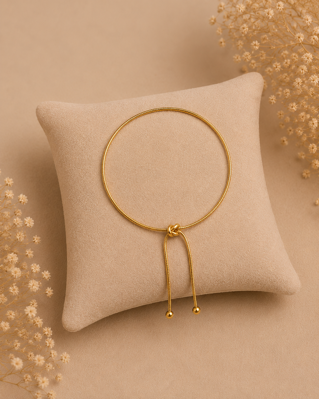 Elegant Gold Adjustable Slider Anklet for Women | Minimalist Knot Chain Anklet