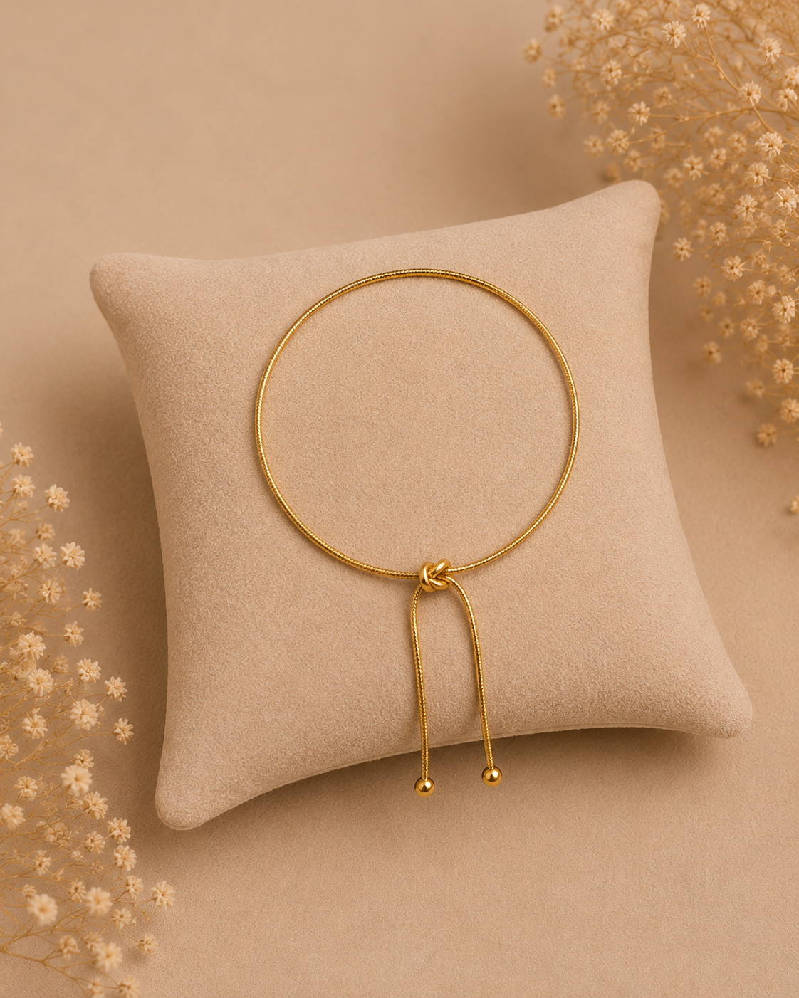 Elegant Gold Adjustable Slider Anklet for Women | Minimalist Knot Chain Anklet