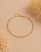 Delicate Gold Dangle Charm Anklet for Women | Adjustable Minimalist Beaded Chain Anklet