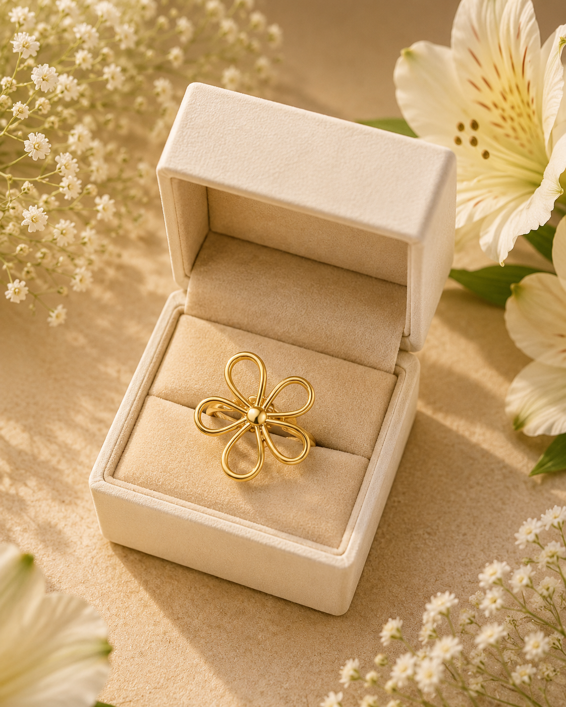 Adya Daisy Whirl Gold-Plated Floral Ring for Women