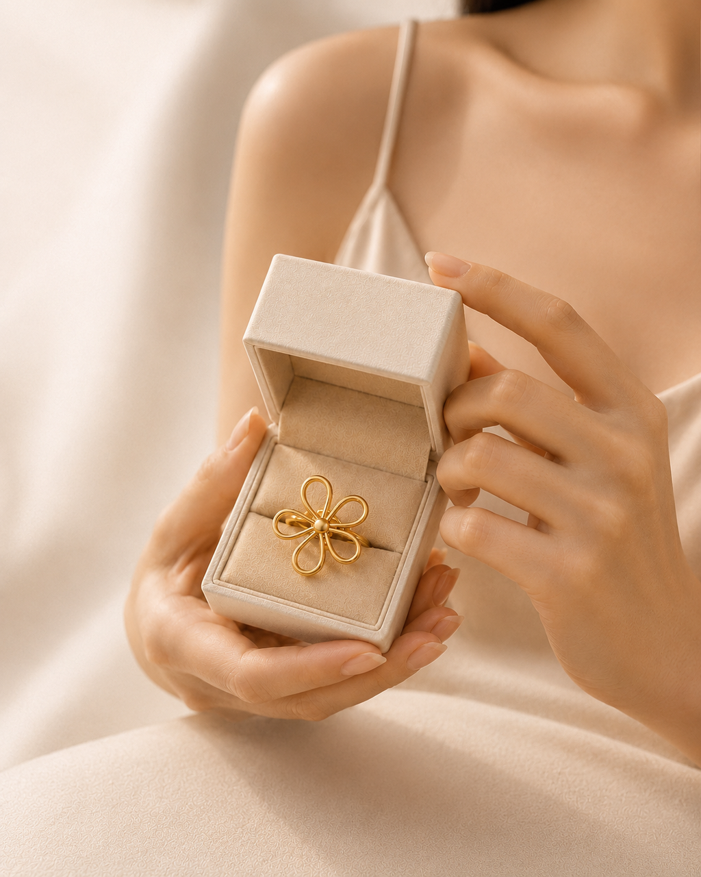 Adya Daisy Whirl Gold-Plated Floral Ring for Women