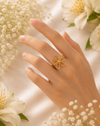 Adya Daisy Whirl Gold-Plated Floral Ring for Women