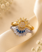 Adya Celestial Duo Sun & Moon Adjustable Ring Set for Women