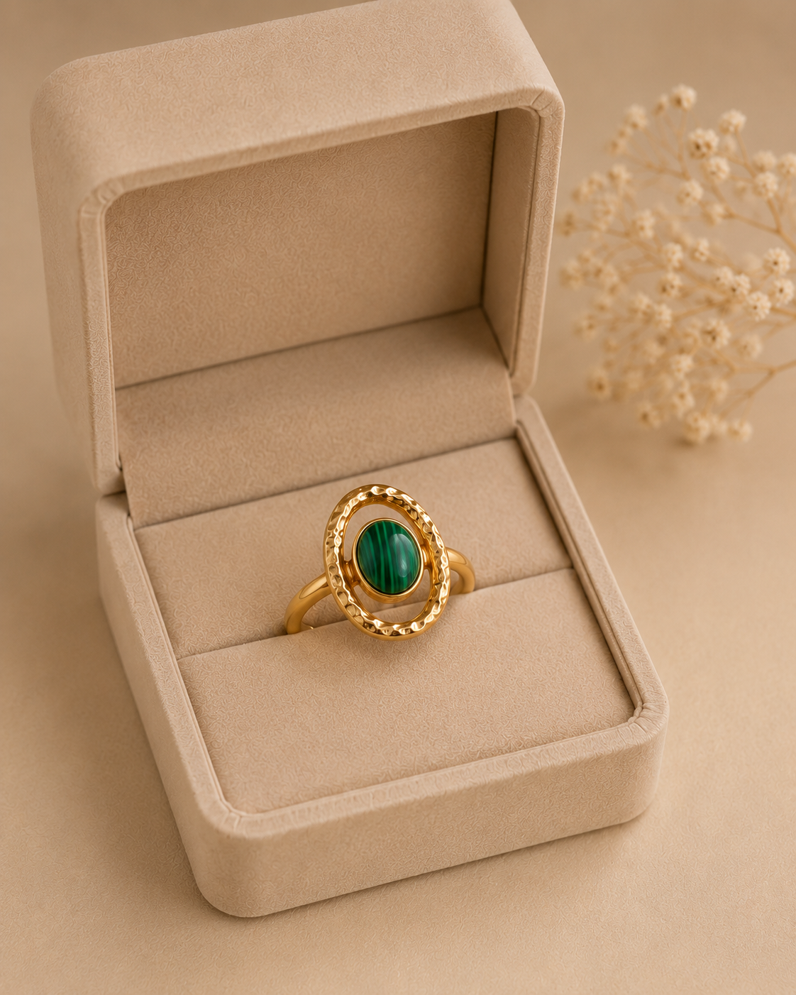 Adya Emerald Orbit Gold-Plated Statement Ring for Women